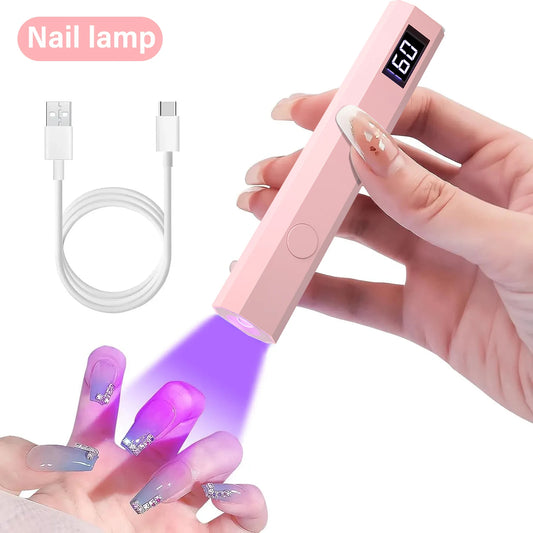 YIKOOLIN - Lámpara secadora de uñas portátil, práctica, UV/LED, para todo tipo de esmaltes de gel, herramienta para manicura, recargable por USB, de secado rápido