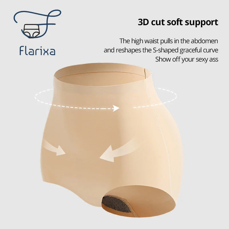 Flarixa Women's High Waist Ice Silk Panties - Belly Slimming, Shaping Briefs, Seamless Underpants