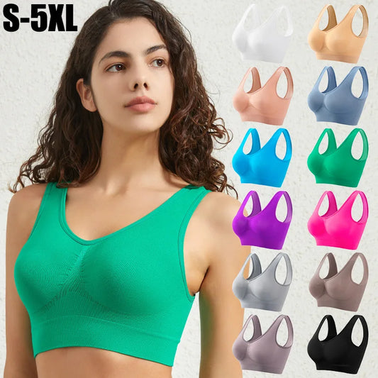 Nahtloser Push-Up-Sport-BH für Damen – atmungsaktiv, bügellos, ohne Polster, Größen M – 5XL