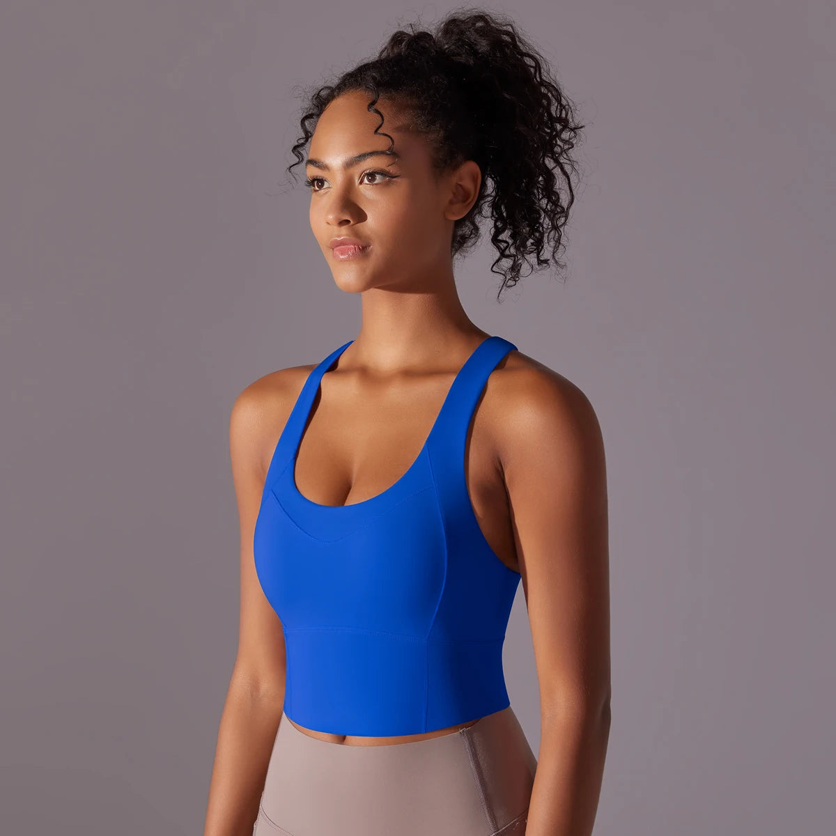 Sexy Damen-Sport-BH-Top aus Nylon – enges, elastisches Fitnessstudio, Yoga-BHs, bauchfreies Top