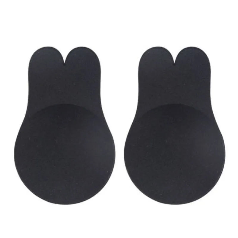 Sujetador invisible push up de silicona sin tirantes para mujer, reutilizable, autoadhesivo, con cubrepezones de conejo.