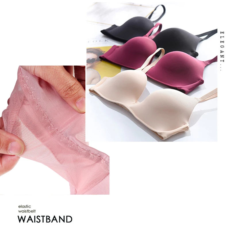 Women's Seamless Push - Up Wireless Bralette - Soft, No Steel Ring, Adjustable Straps