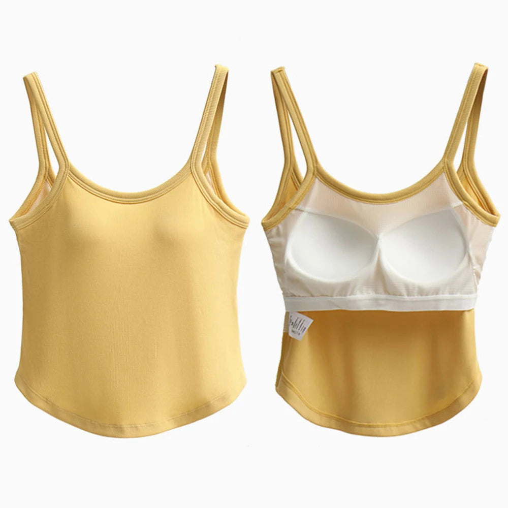 Women's Sexy Casual Korean Ribbed Cropped Tank Top - Bra Camisole, Sando, Singlet Vest