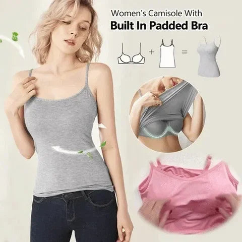 Cami-BH für Damen mit integrierter gepolsterter Weste – rosa Oberteil, ideal für Pyjamas und Homewear