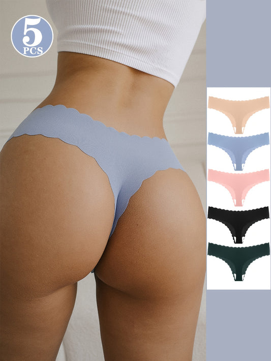 5-Pack Thin Seamless Yoga Thong Panties