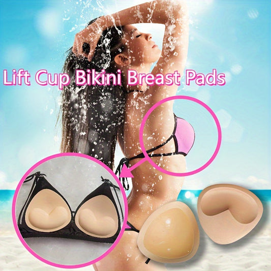 2 Stück unsichtbare BH-Polster aus Schwamm – wiederverwendbarer Brustvergrößerer zum Anheben, für Bikinis, Brustwarzenabdeckungen inklusive – Damenunterwäsche