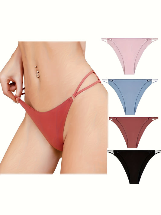 4-Pack Sexy Women's Dual Strap Thongs