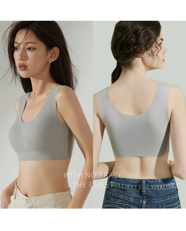 Women's Seamless Backless Vest Bra: Wireless Push-Up for Small Chest