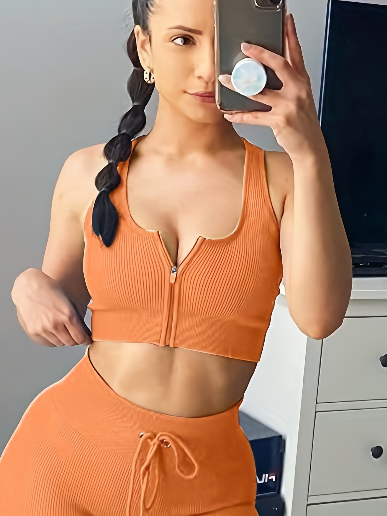 High Impact Seamless Sports Bra for Women - Zipper Front, Chest Pad, Ideal for Running, Yoga & More