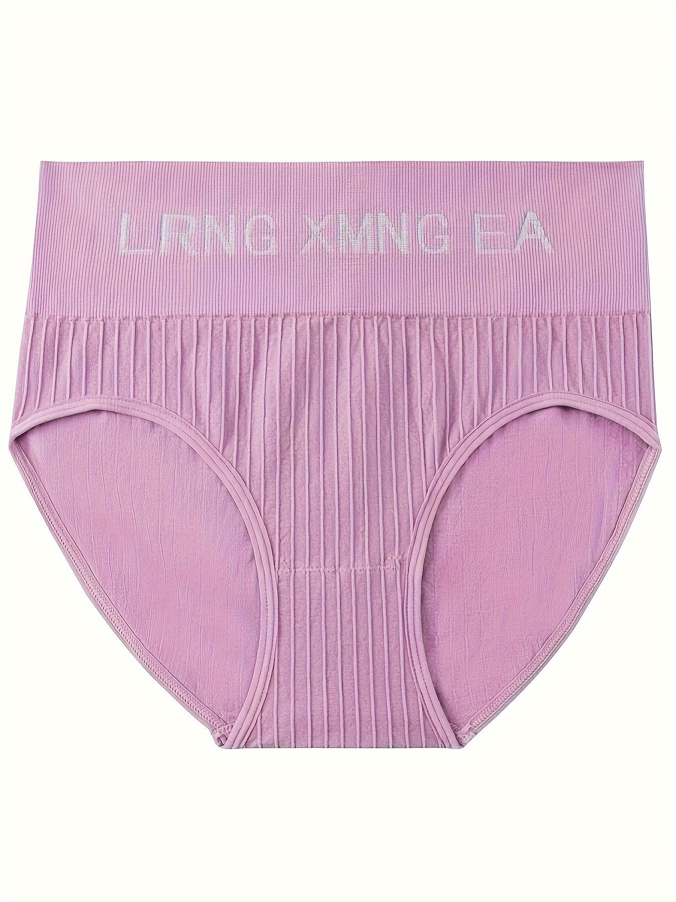8 Pcs Women's Sporty Rib Knit Letter Print High Waisted Absorbent Breathable Butt Lifting Panties