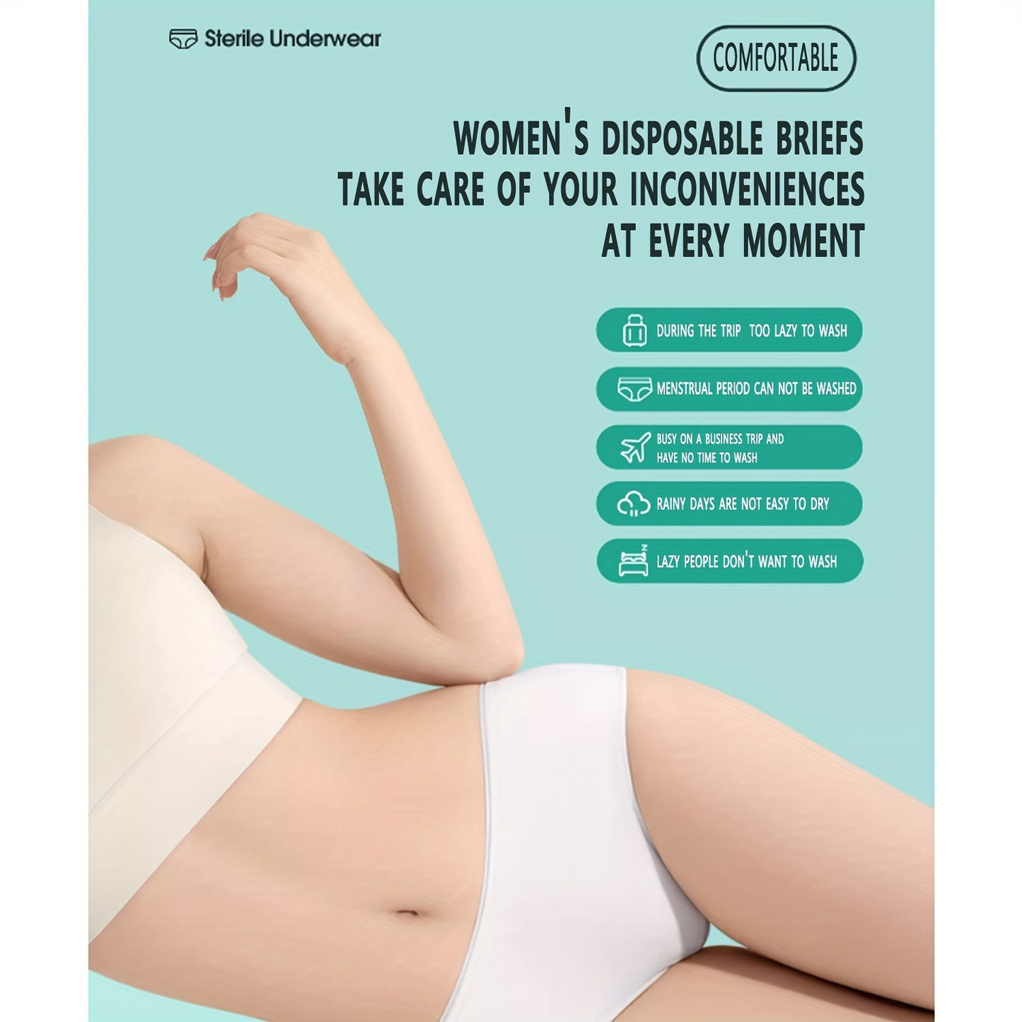 5pcs Women's Disposable Briefs - Soft, Comfortable for Travel, Hotels & Emergencies