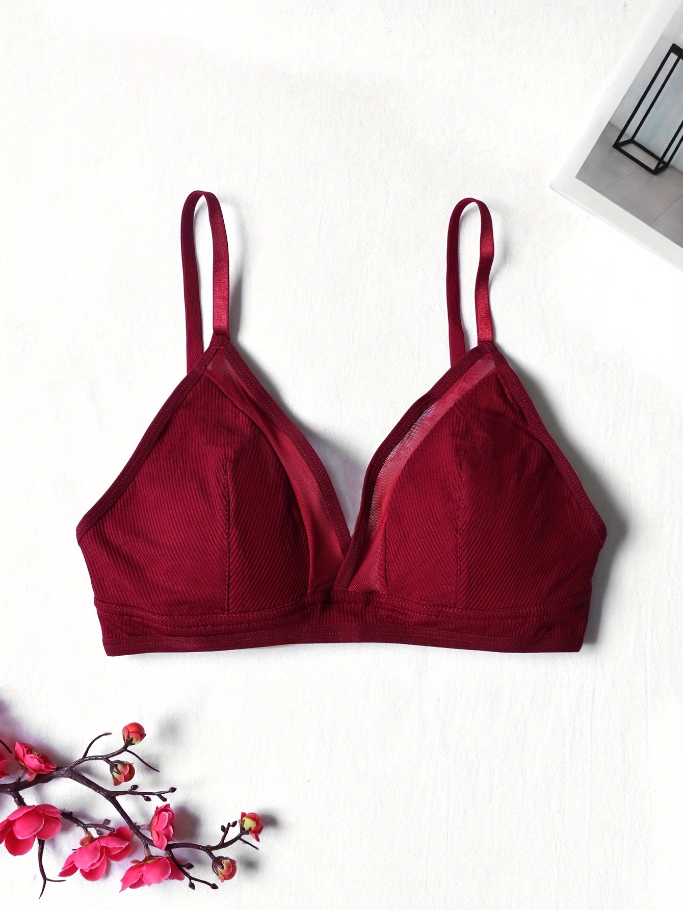 Contrast Mesh Wireless Bra - Comfy & Breathable Women's Lingerie Underwear