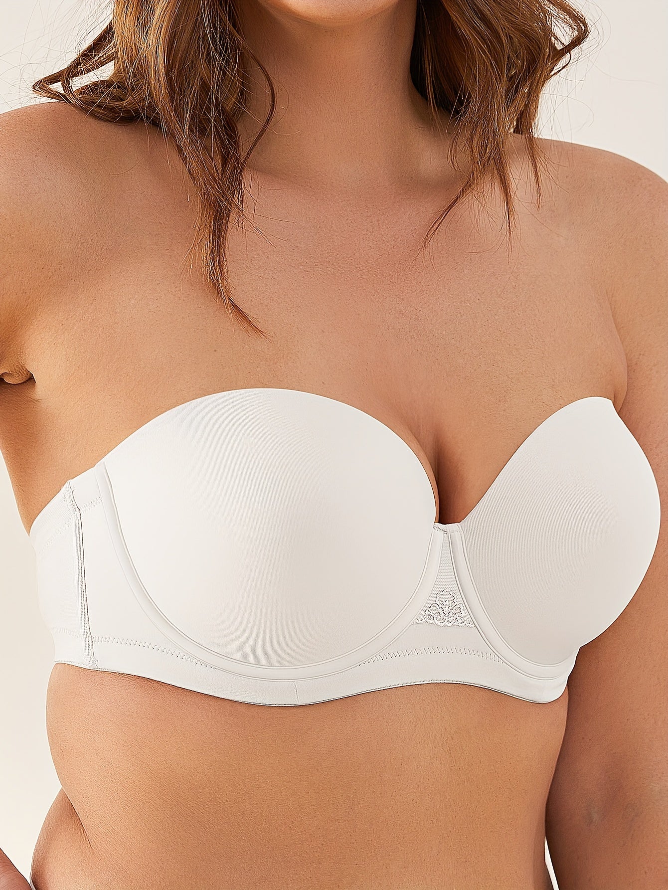 Sujetador push up multiposición con aros y bordado floral para mujer, talla grande