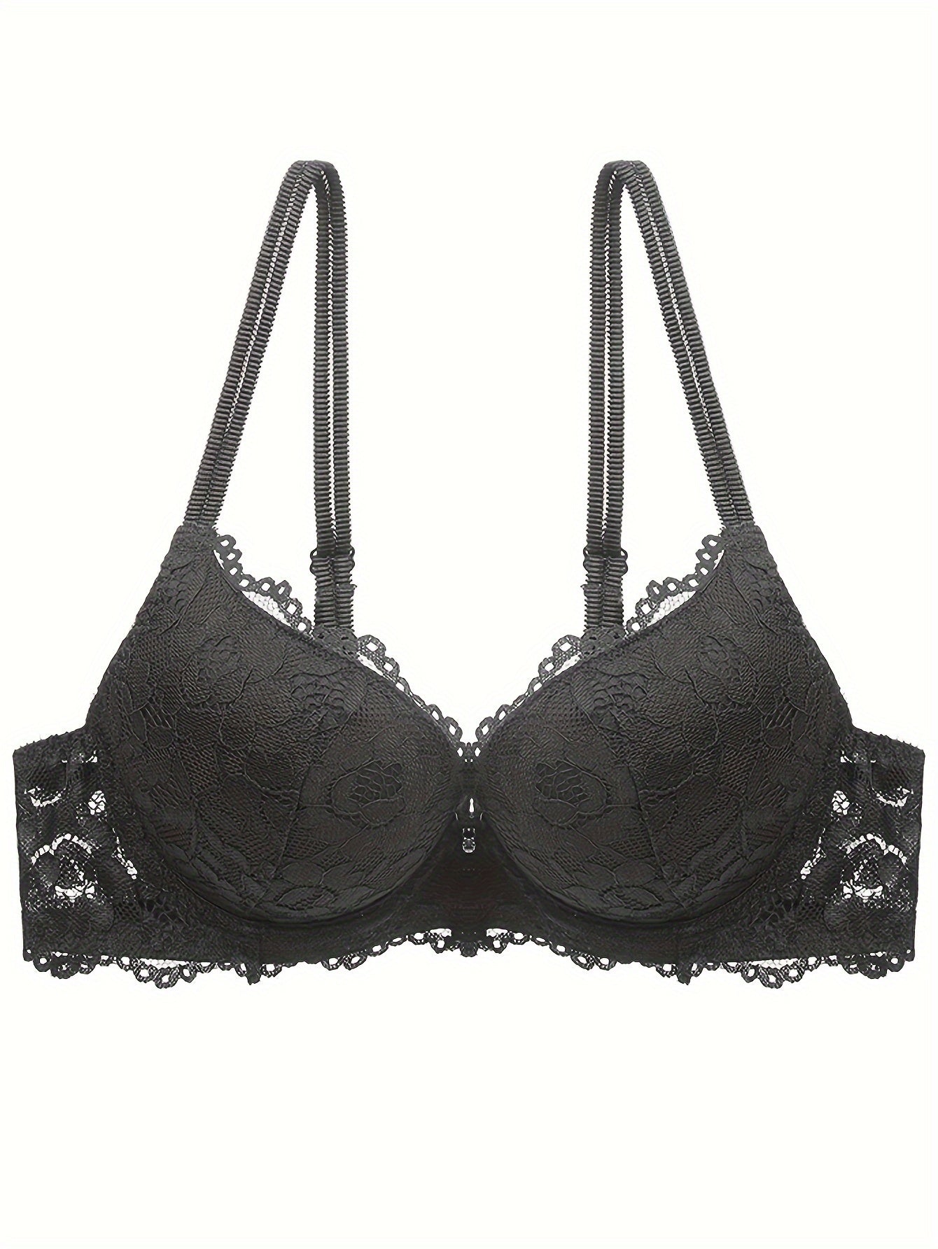 3pcs Comfy Chic Lace Push Up Bras - Women's Lingerie with Breathable Fabric, Soft Padded Cups & Adjustable Straps