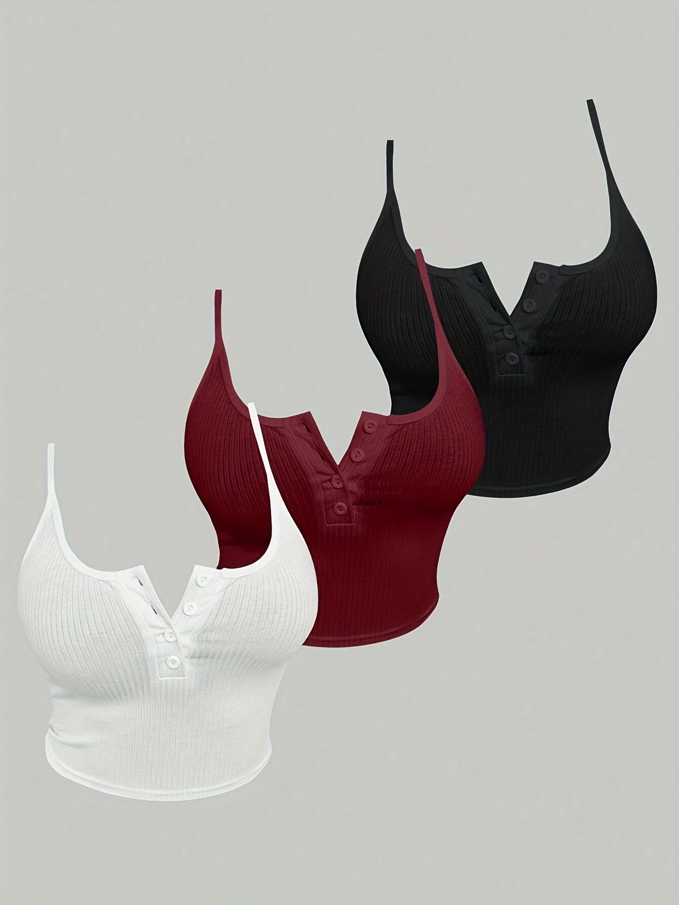 3-Pack V-Neck Sleeveless Cami Top for Women