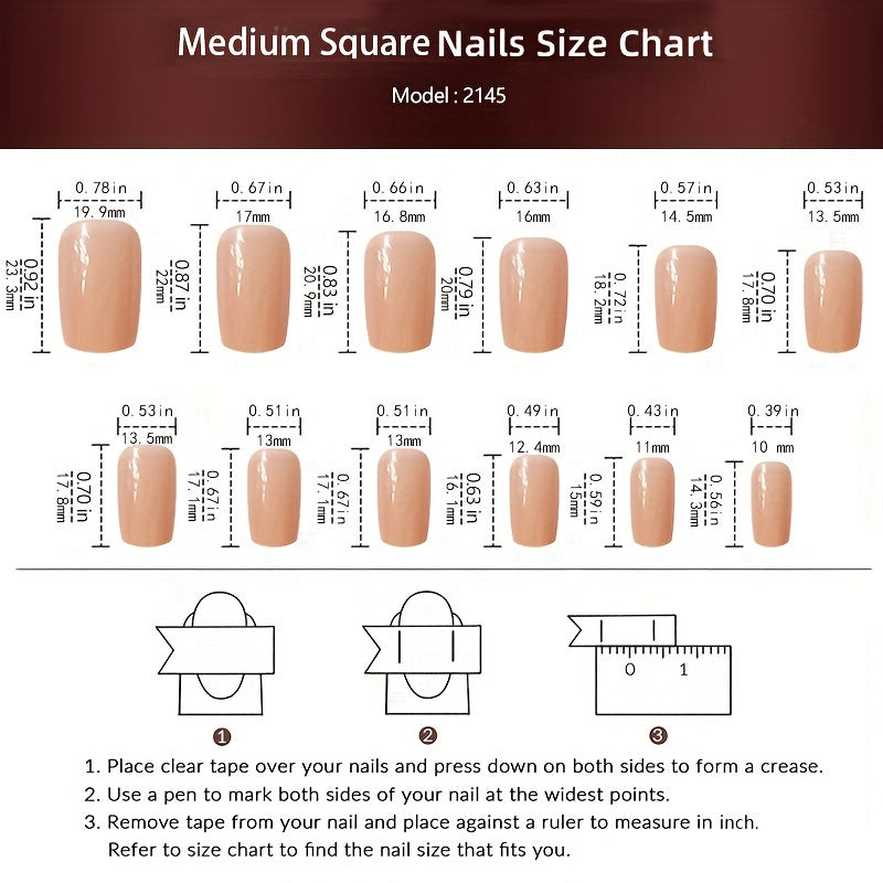 24pcs White French Tip Press On Nails - Square, Glossy, with White & Golden Line Design for Women & Girls