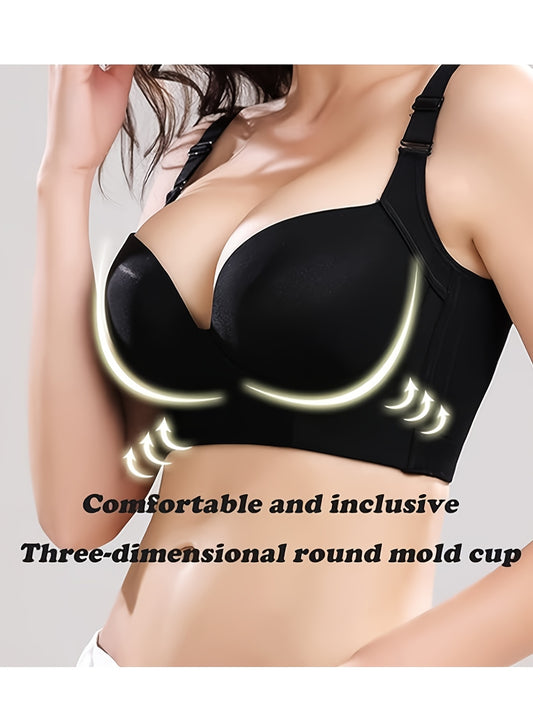 Comfortable Seamless Full Coverage Push-Up Bra for Women - Supportive, Smoothing Back Design