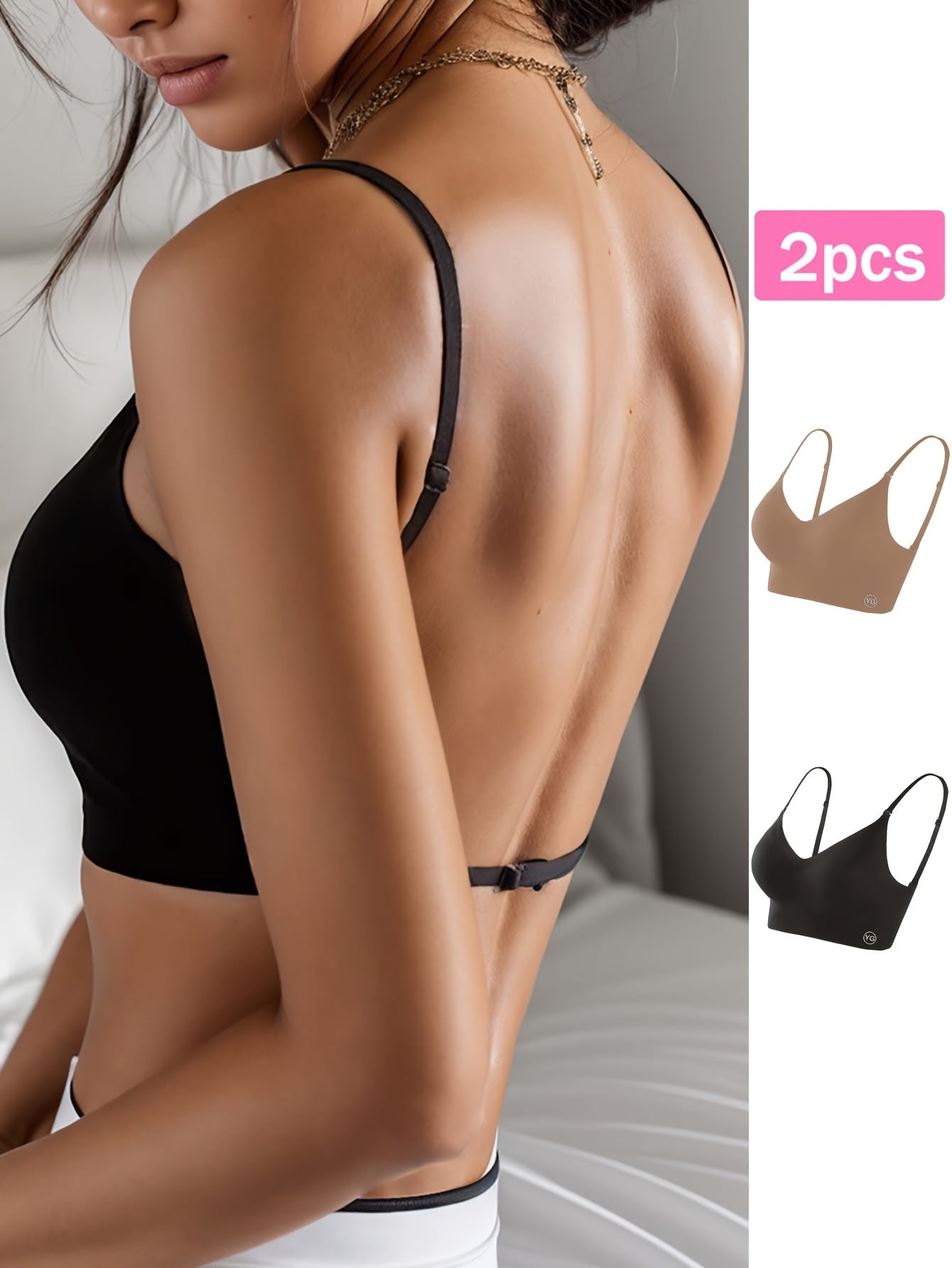 2-Pack Seamless U-Backless Sports Bras - Ultra-Breathable, Comfortable Crop Top for Yoga & Fitness