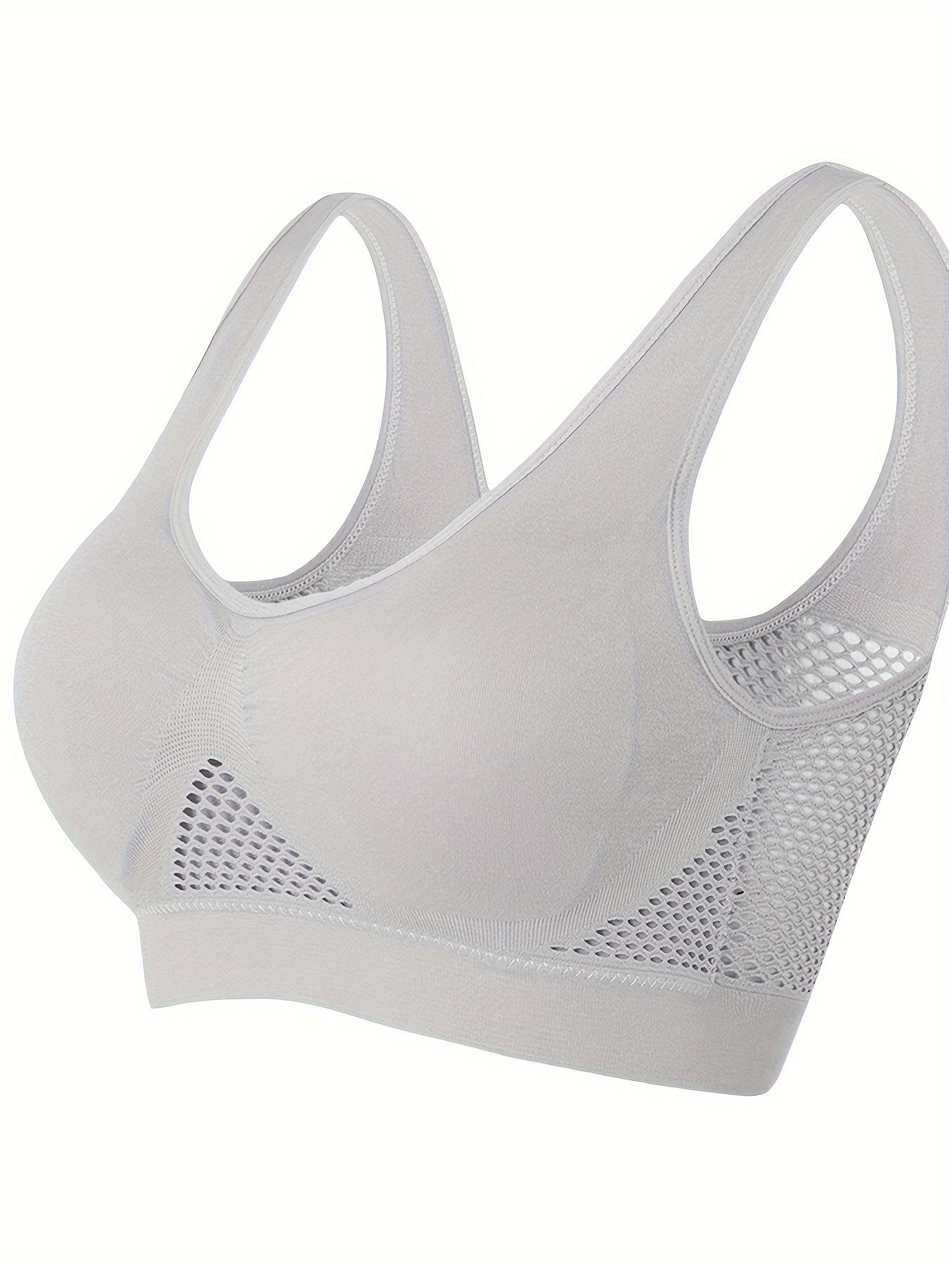 4 Pack Plus Size Sports Bra Set, Women's Plus Solid Comfort Medium Stretch Breathable Fitness Gym Bra 4pcs Set