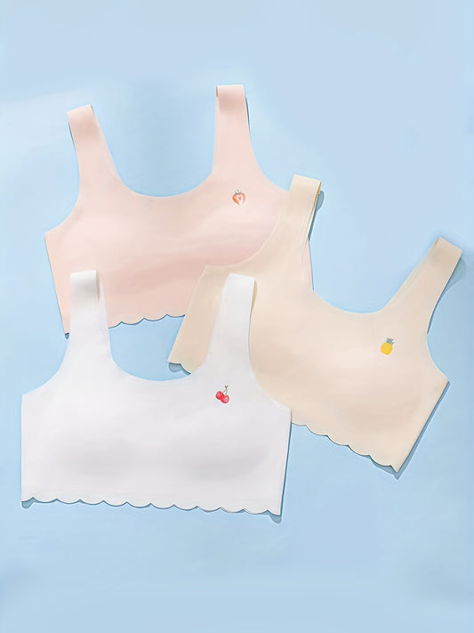 3pcs Fruit Print Girl's Underwear - Comfortable & Cool