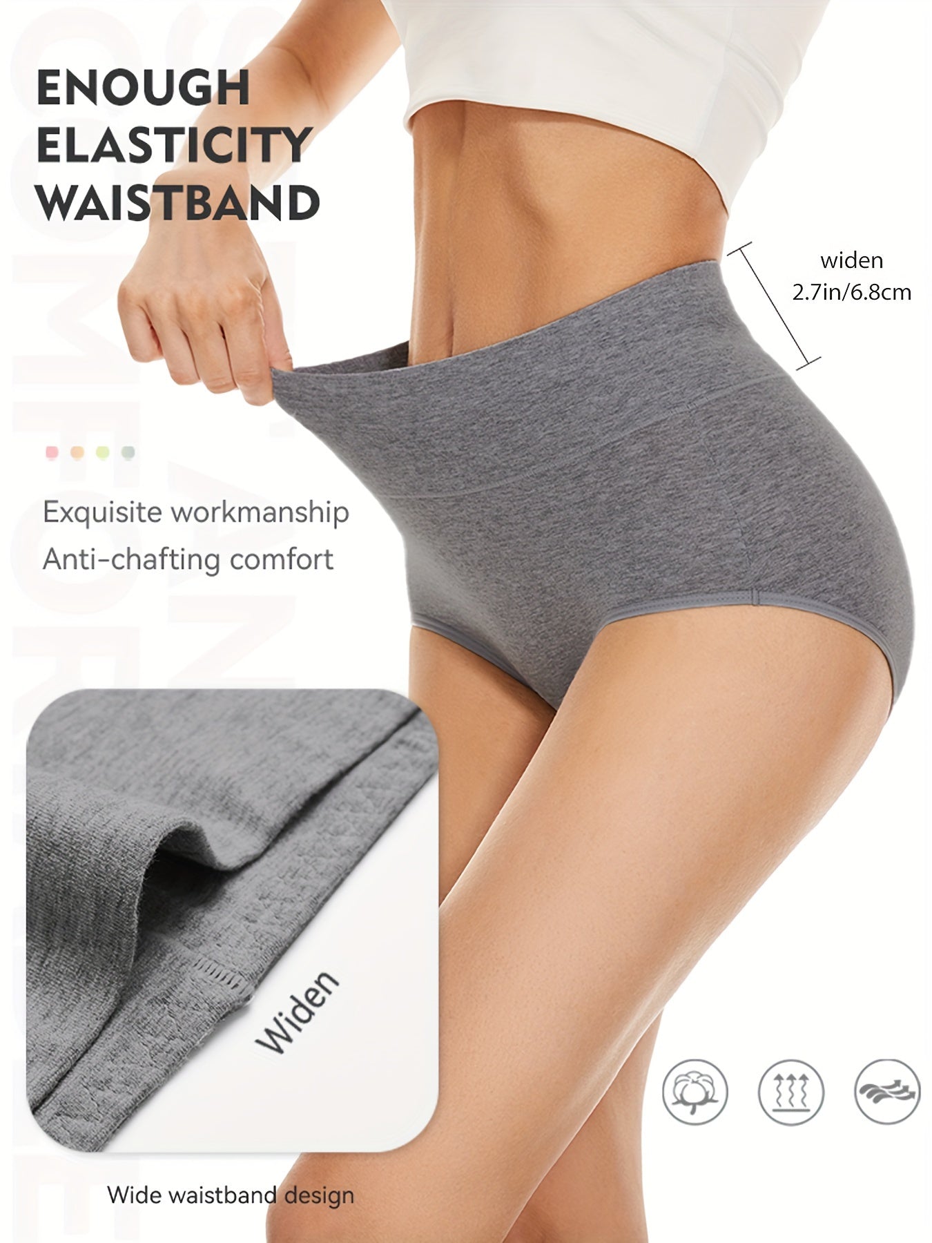 4-teiliges Damen-Höschenset in Übergröße – einfarbig, elastischer Bund, hohe Taille und atmungsaktive Unterwäsche