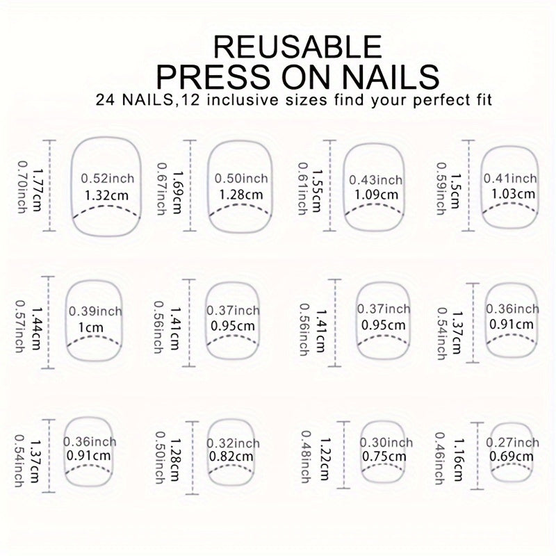 Loved 24 - Pack Glossy Pink Gradient Short Square Press - On Nails for Special Occasions