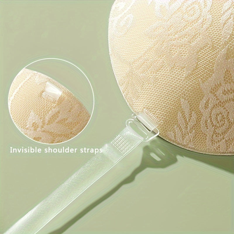 Sujetador push-up invisible, suave, elegante, sin tirantes ni costuras para mujer - Lencería de soporte