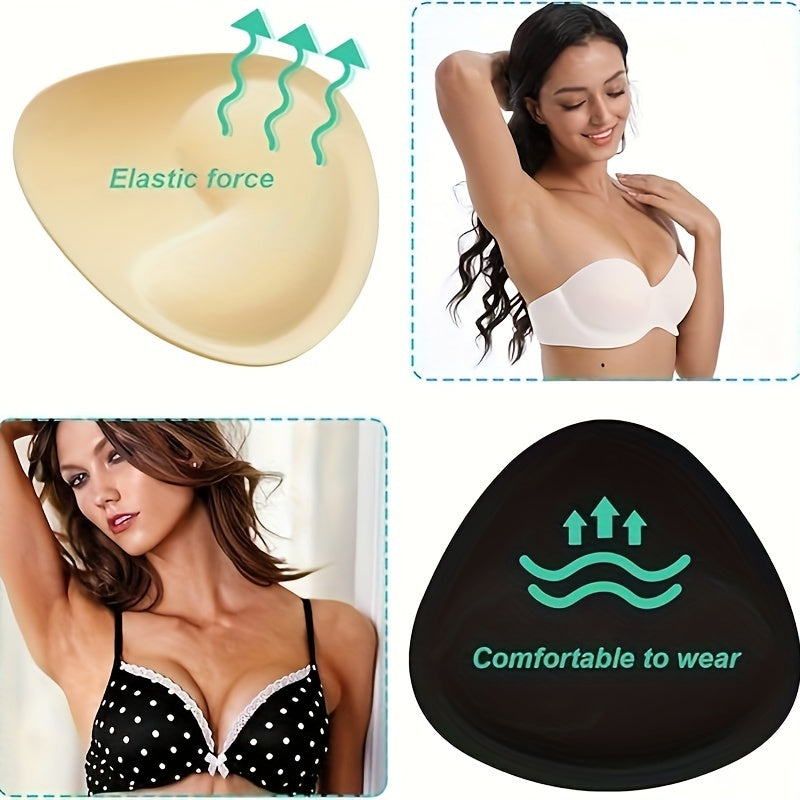2 almohadillas invisibles de esponja para sujetador - Reutilizables para realzar el pecho, ideal para bikini, incluye cubrepezones - Lencería femenina