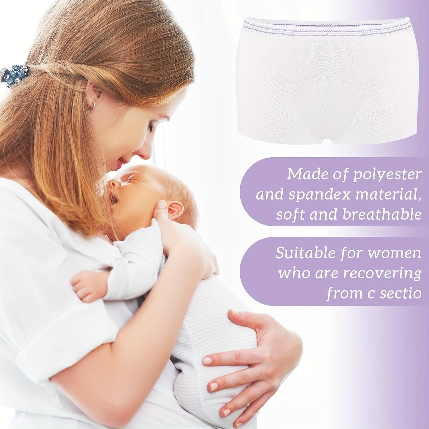 14 Counts Mesh Underwear Postpartum High Waist C Section Disposable Maternity Hospital Panties, Medium