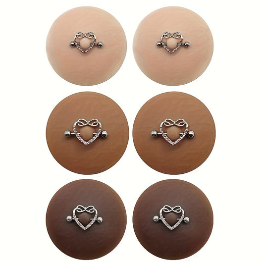 1pc Elegant Silicone Nipple Covers - Invisible, Reusable, Fashionable with Heart Design & Diamond Zirconia Ring