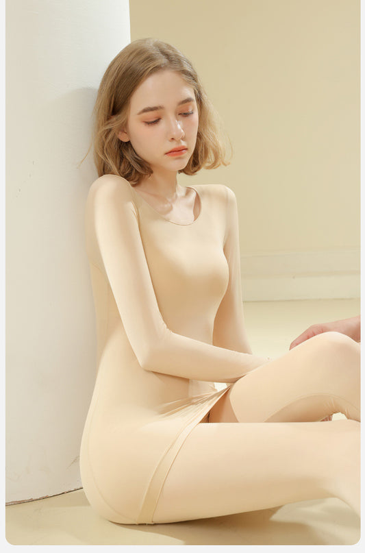 Women's Thermal Moisturizing Base Layer Set: Hyaluronic Acid, Skin-Friendly & Seamless