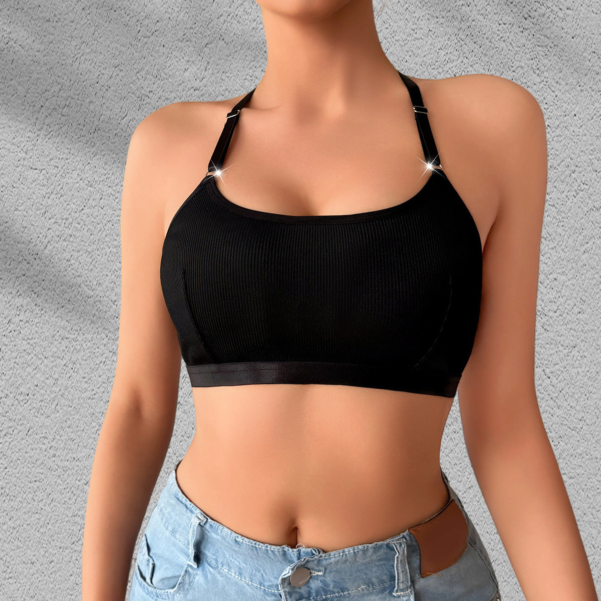 Women's Backless Lace Bra: Adjustable Straps, Push-Up, 3/4 Cup