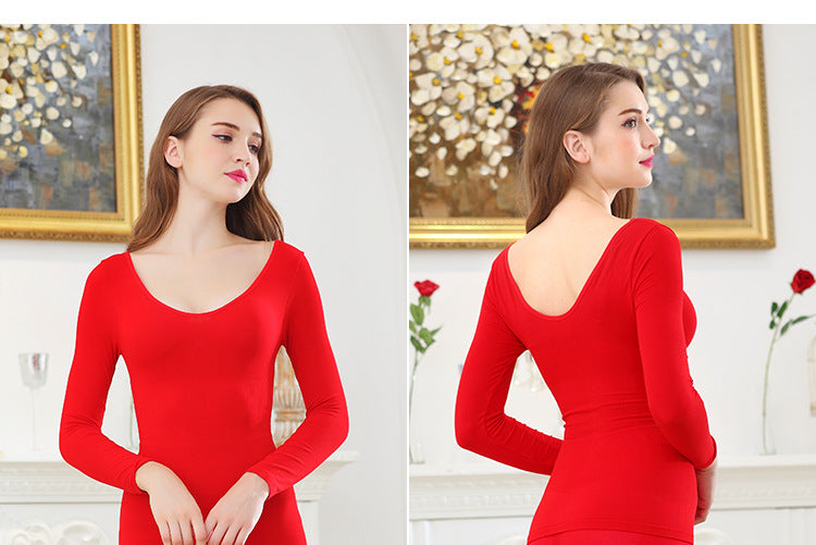 Women's Slimming Thermal Long Sleeve Top: Round Neck Tummy Control Bodysuit