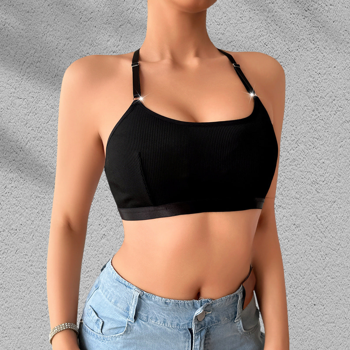 Women's Backless Lace Bra: Adjustable Straps, Push-Up, 3/4 Cup