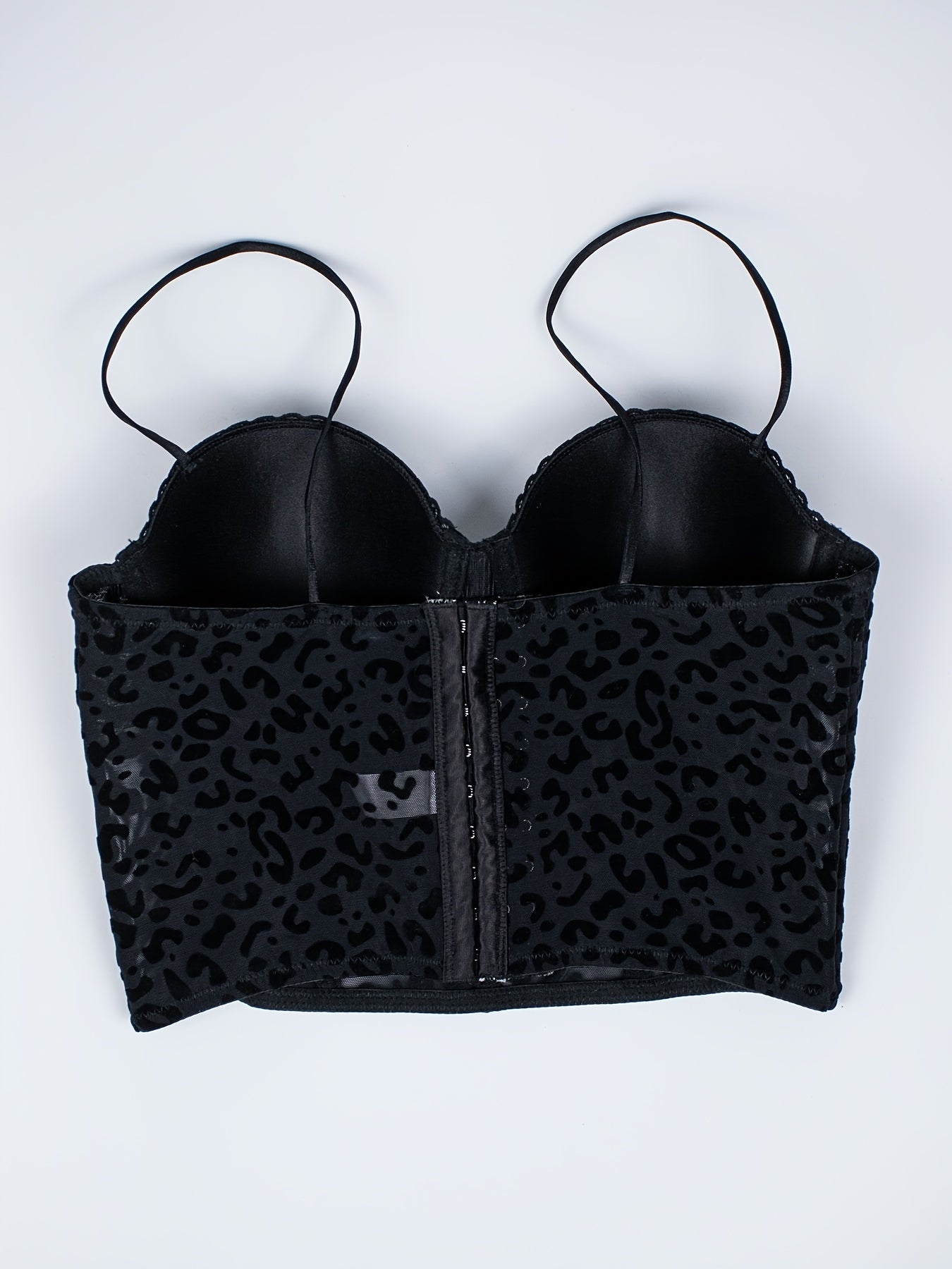 1pc Leopard Print Mesh Lace Trim Underwire Push-Up Bra - Comfortable Everyday Women's Lingerie