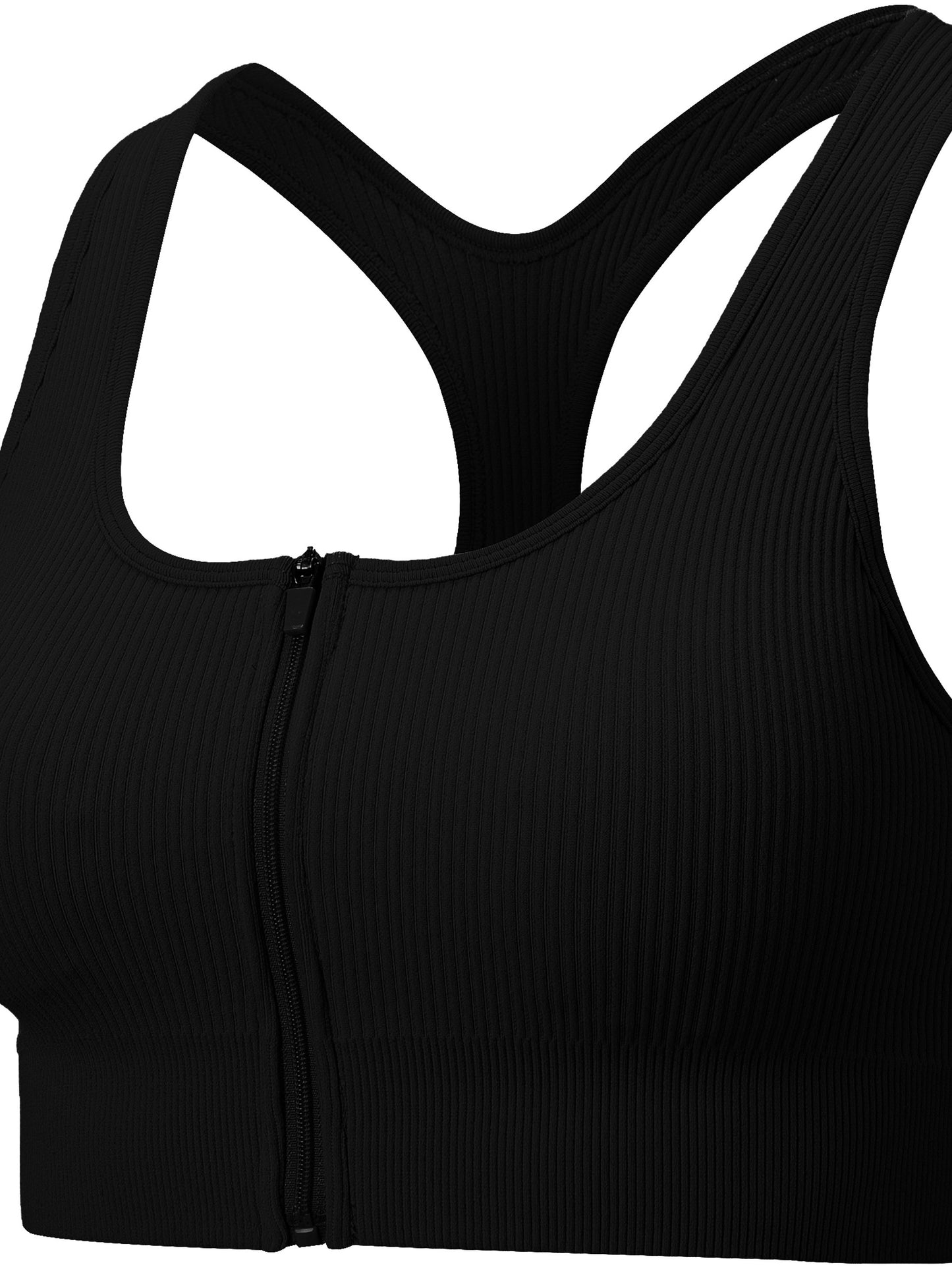 High Impact Seamless Sports Bra for Women - Zipper Front, Chest Pad, Ideal for Running, Yoga & More
