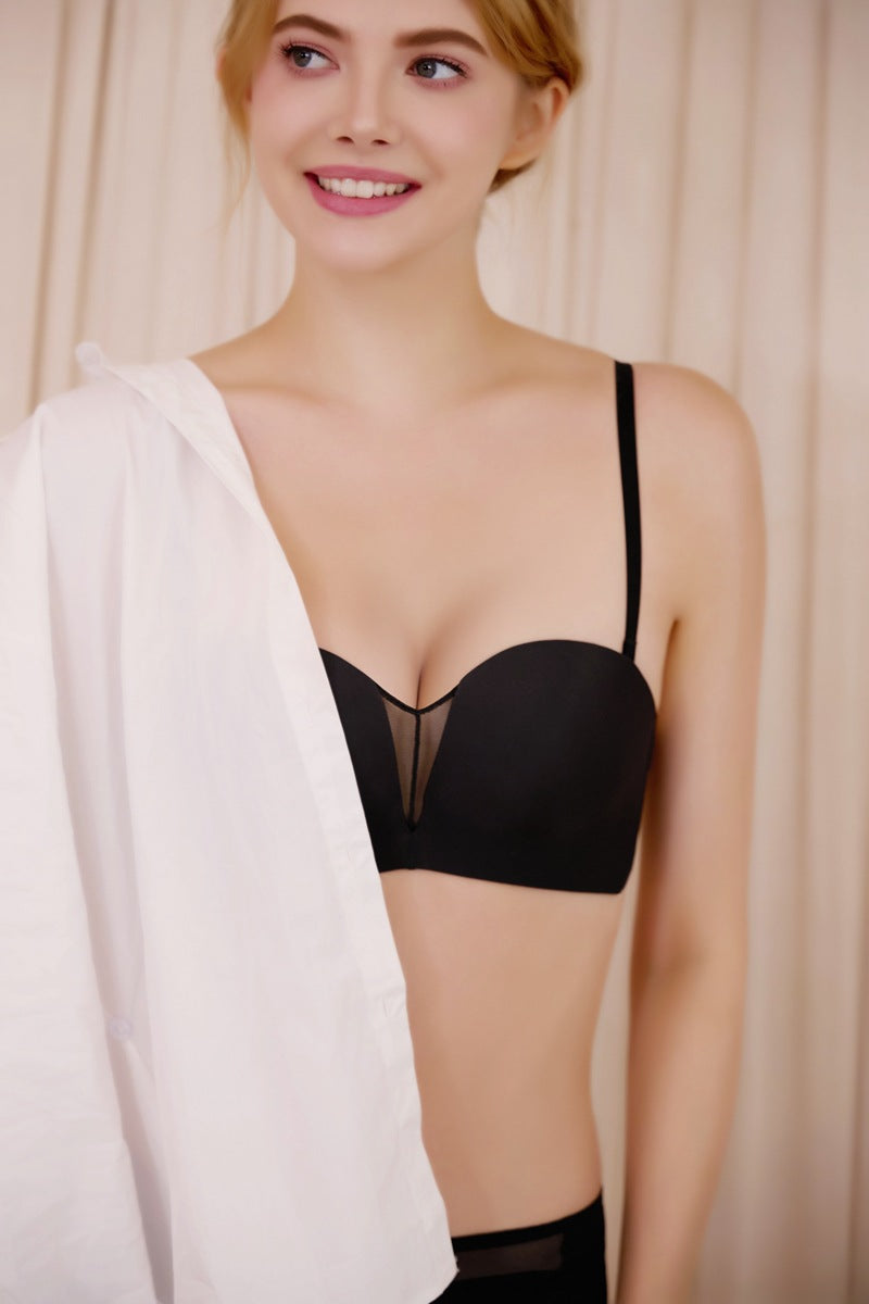 Wireless Push-Up Bra: Half Cup, Adjustable Straps & Side Support