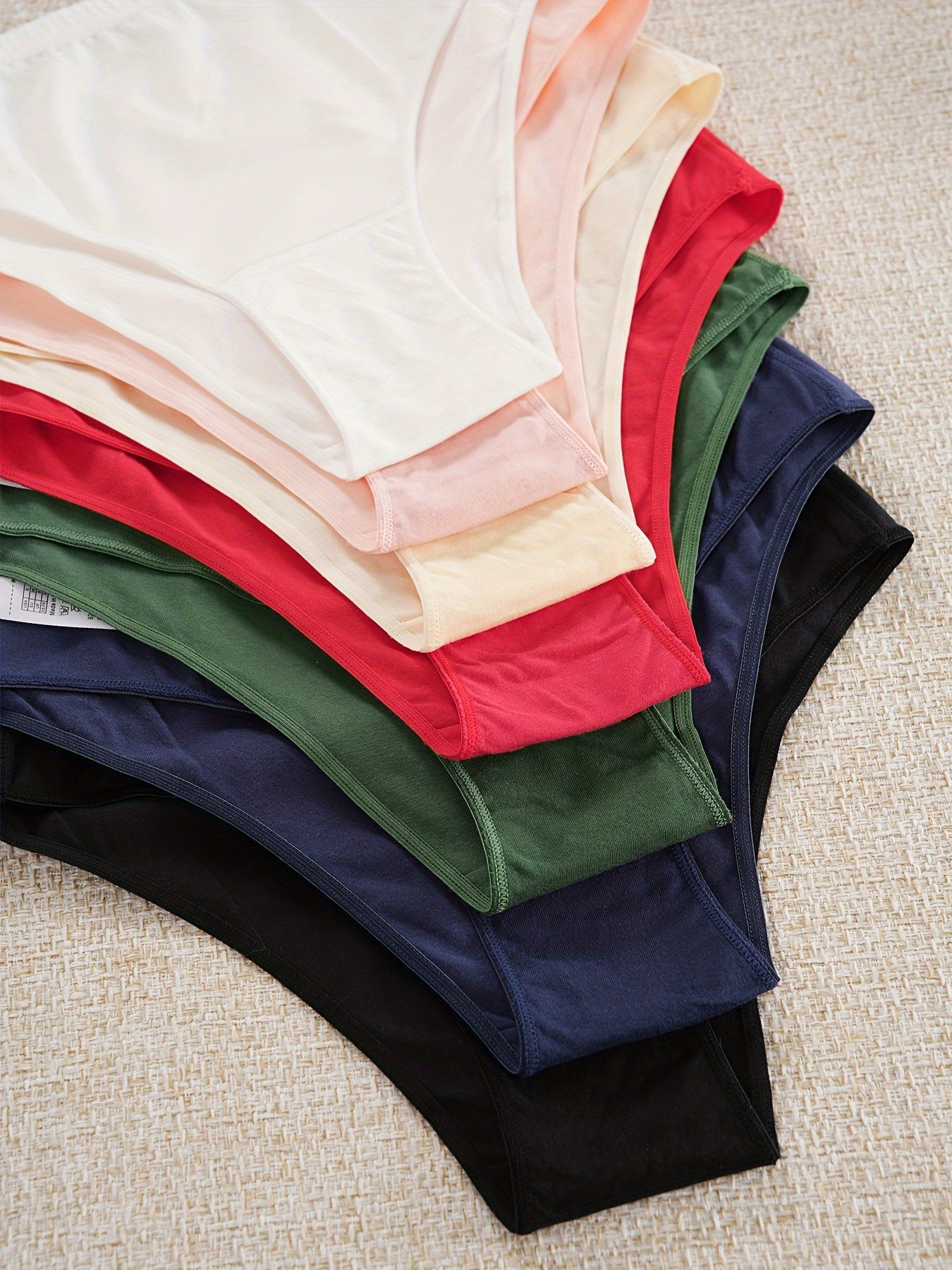 7-teiliges Set mit schlichten, einfarbigen Slips, weichen und bequemen, dehnbaren Dessous, Dessous und Unterwäsche für Damen