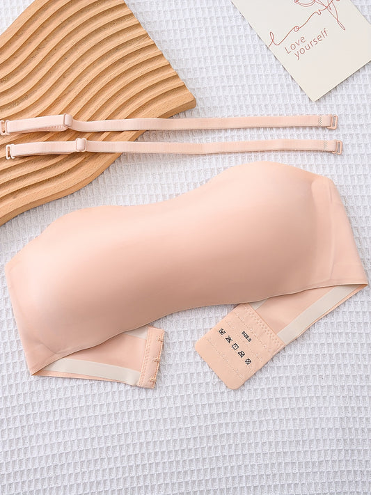 3pcs Girls Comfy Bandeau Solid Wireless Simple Seamless Bras