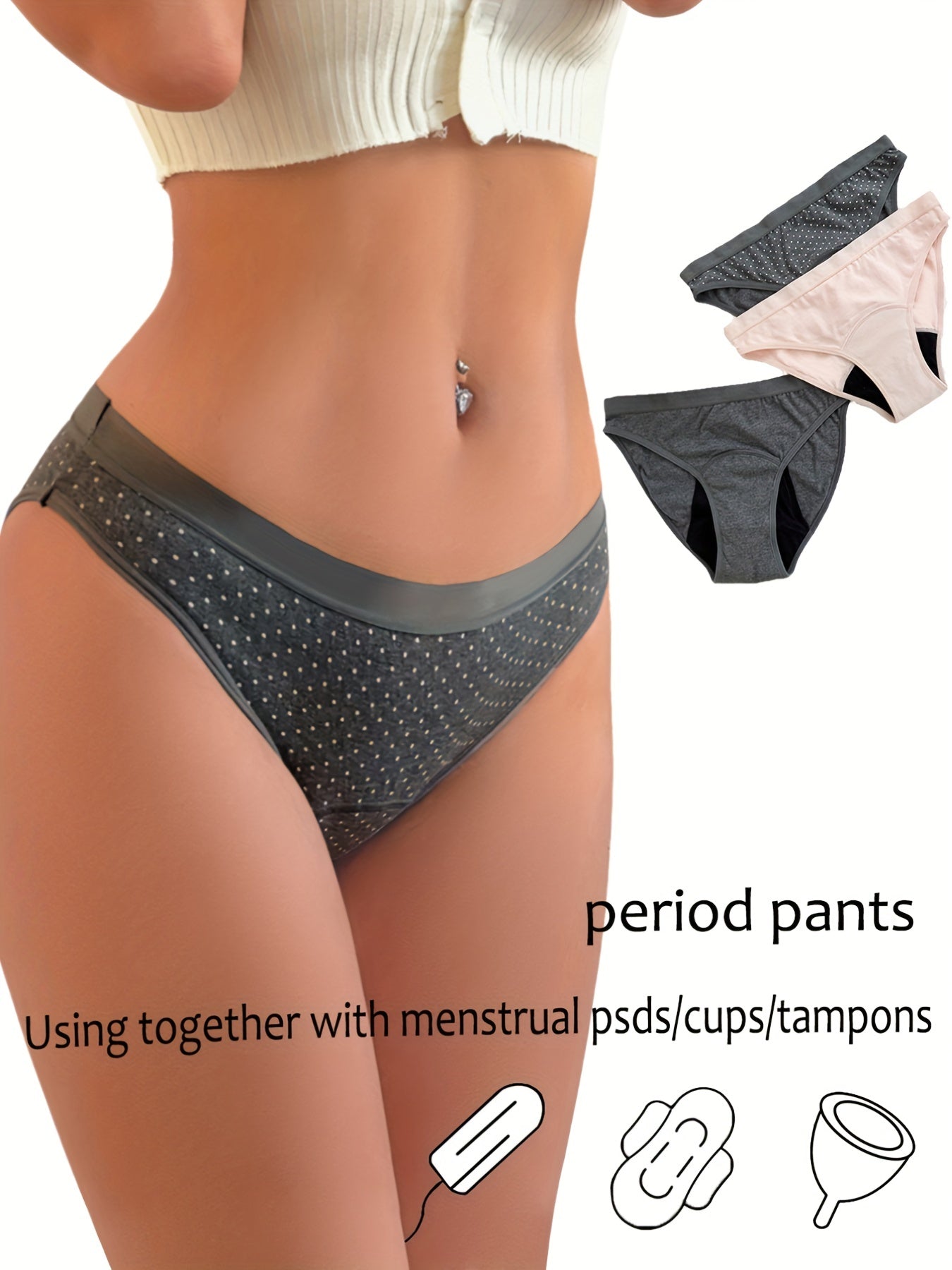 3 Pcs Women's Comfy & Breathable Physiological Bikini Briefs