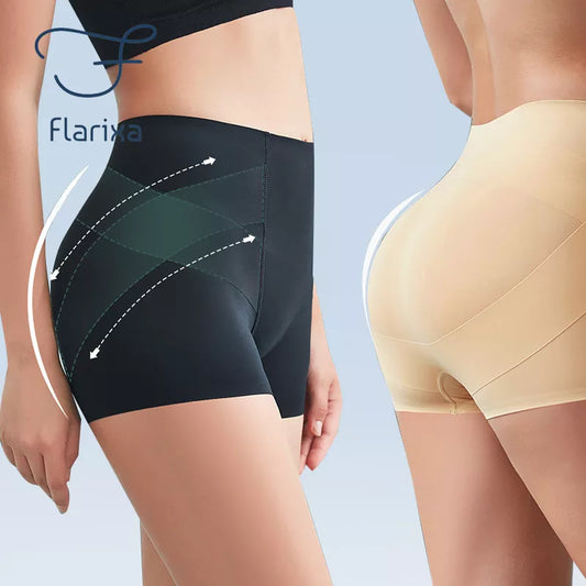 Flarixa Women's Seamless High Waist Ice Silk Safety Shorts - Slimming Underwear Under Skirt