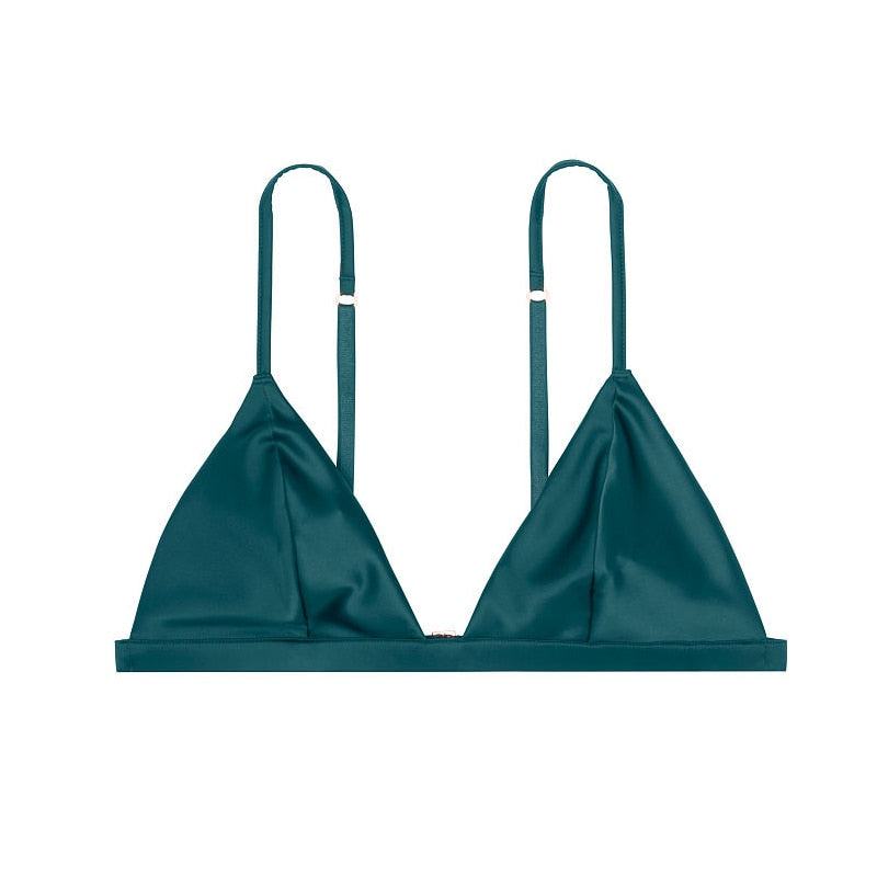 Luxuriöses Bralette-Top aus Seide in 7 Farben – V-Ausschnitt, bügelloser Satin-BH für Damen
