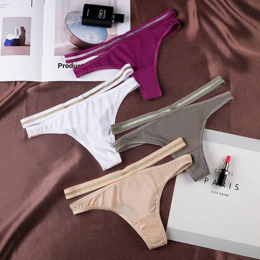 Ice Silk G-string Panties Seamless Thongs Sexy Bikini For Women T-back Female Underpants Solid Ladies Intimates
