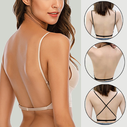 Sexy Backless Bralette for Women - Lace Deep U, Low Back, Thin Cup, Halter, Soft Seamless