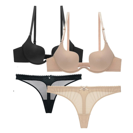 Push-Up-BH und Tanga-Set aus dicker Baumwolle für Damen – Komfort und Stil