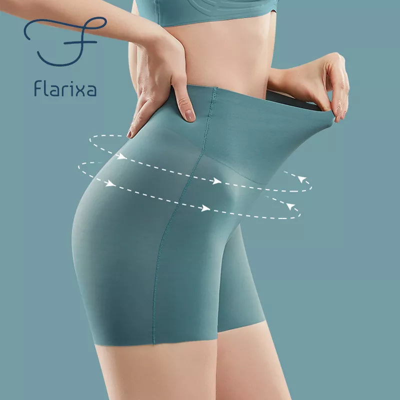 Flarixa Women's Seamless High - Waist Large - Size Ice Silk Anti - Friction Safety Shorts (Boxer Panties)
