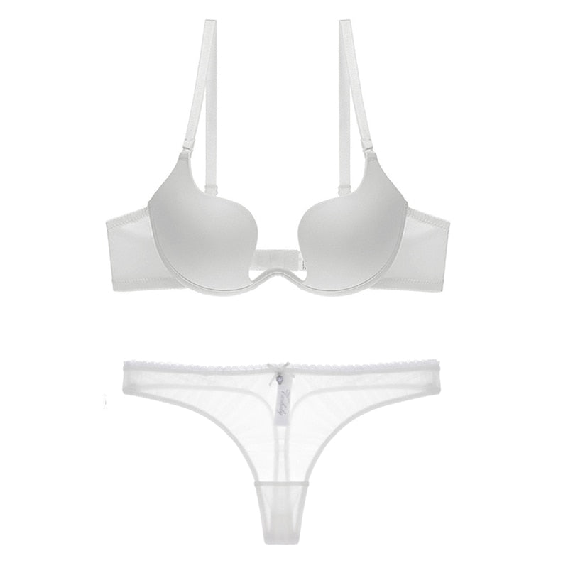 Women's Thick Cotton Push Up Bra and Thong Set - Comfort & Style