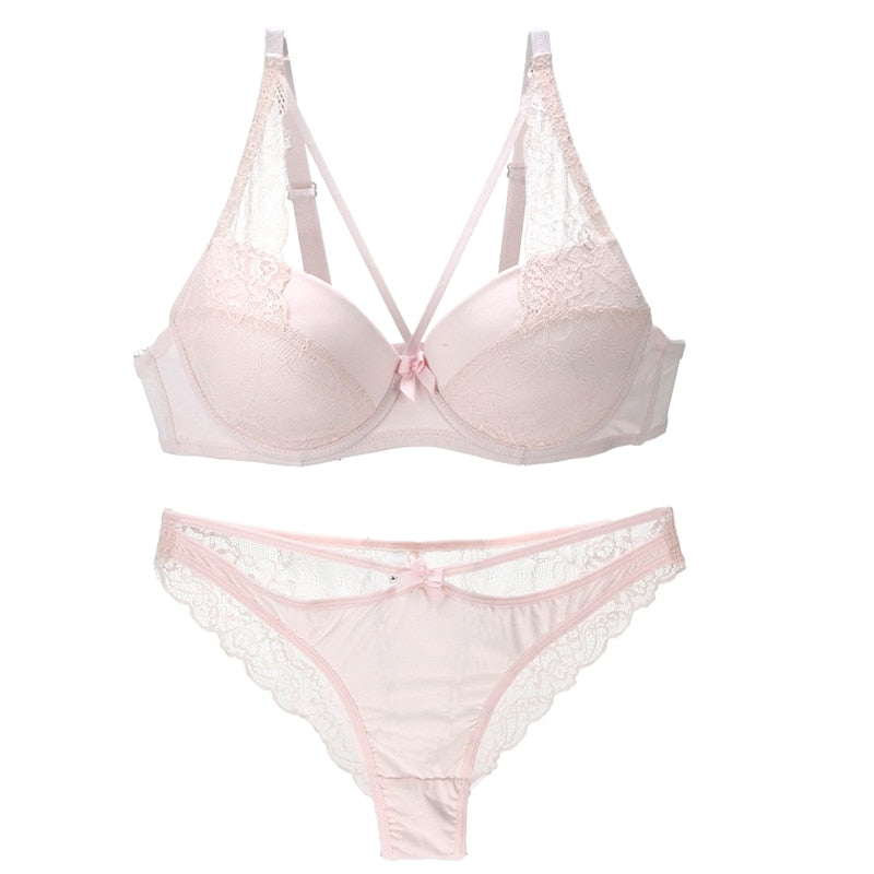 Nouvelle Seamless Sexy 3/4 Cup Lace Underwear Set with Push Up Bra, Available in B - E Cups