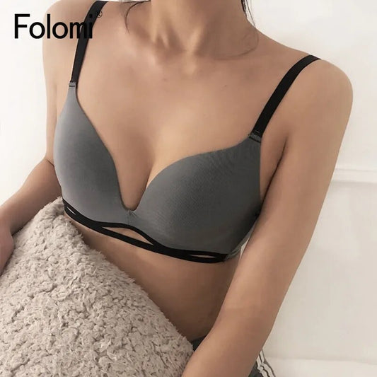 Folomi Women's Seamless Wireless Push Up Bra - Thin, Hollow Out, Sexy Lingerie