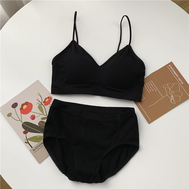 SALSPOR Women's Seamless Sports Underwear Set - Wireless Padded Bra, One Piece Tube Top Bralette, Soft & Breathable
